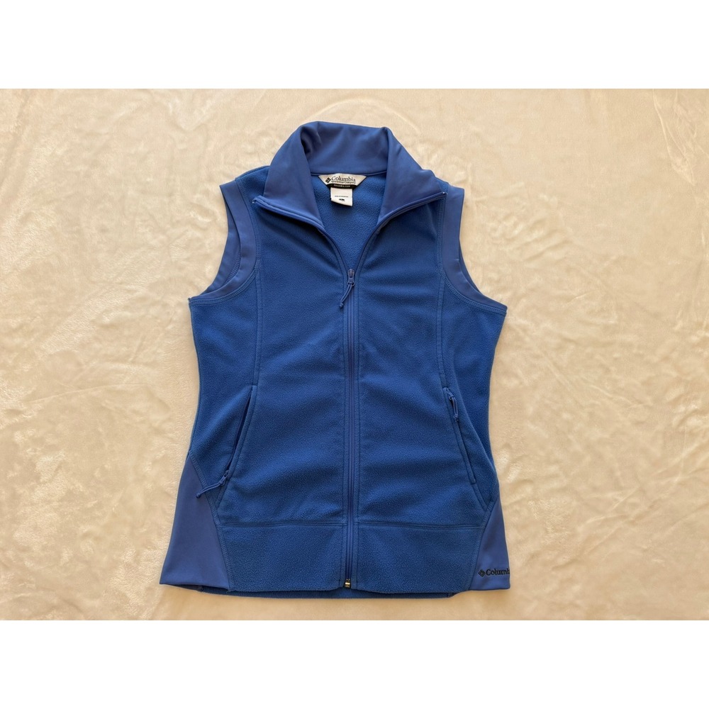 Columbia Womens Blue Full Zip Fleece Vest Mock Neck Pockets Large